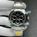 Noob Factory V3 Rolex Daytona Black Diamond Dial Steel Bezel Watch 40MM